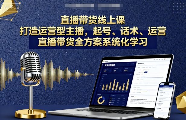 直播带货线上课，打造运营型主播，起号、话术、运营，直播带货全方案系统化学习-乐品网