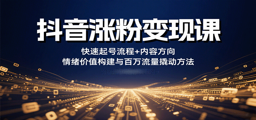 抖音涨粉变现课，快速起号流程+内容方向+情绪价值构建与百万流量撬动方法-乐品网