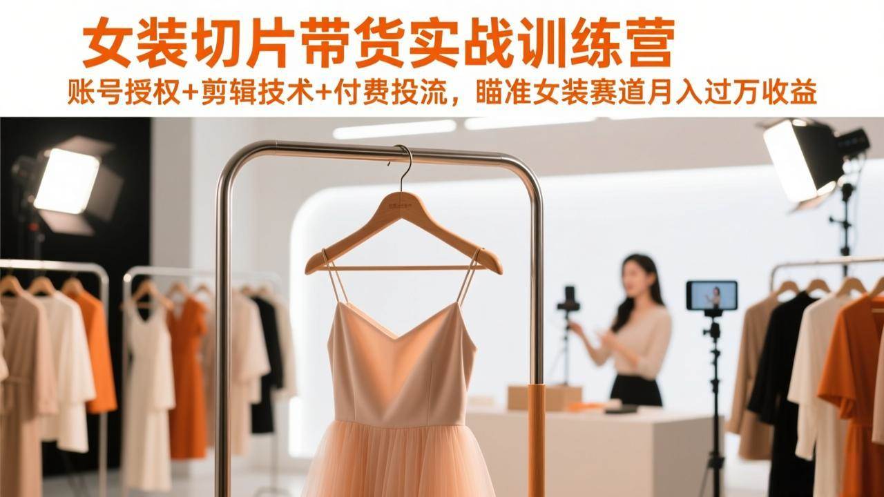 （17357期）女装切片带货实战训练营，账号授权+剪辑技术+付费投流，瞄准女装赛道月入过万收益-乐品网