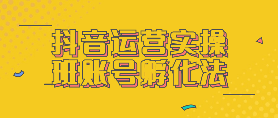 抖音运营实操班账号孵化法-乐品网