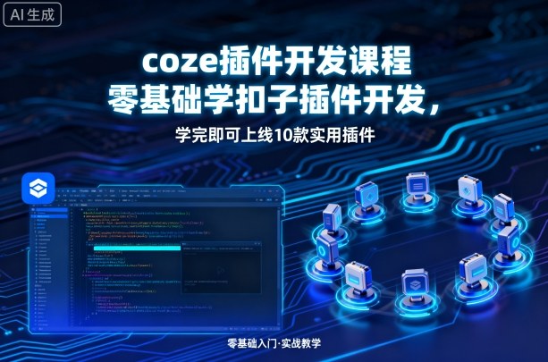 coze插件开发课程，零基础学扣子插件开发，学完即可上线10款实用插件-乐品网