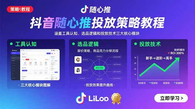 （15828期）抖音随心推投放策略教程：涵盖工具认知、选品逻辑和投放技术三大核心模块-乐品网