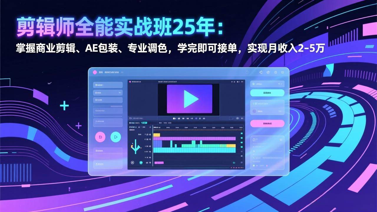 （17294期）剪辑师全能实战班25年：掌握商业剪辑、AE包装、专业调色，学完即可接单，实现月收入2-5万-乐品网