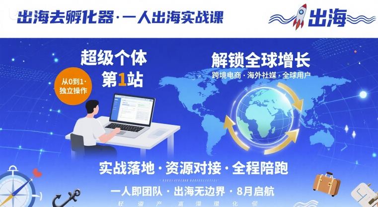 出海去孵化器，一人出海实战课，超级个体第1站，解锁全球增长-乐品网