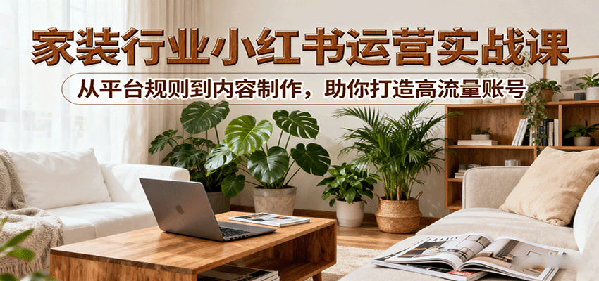 小红书家装行业运营实战课：从平台规则到内容制作，助你打造高流量账号-乐品网