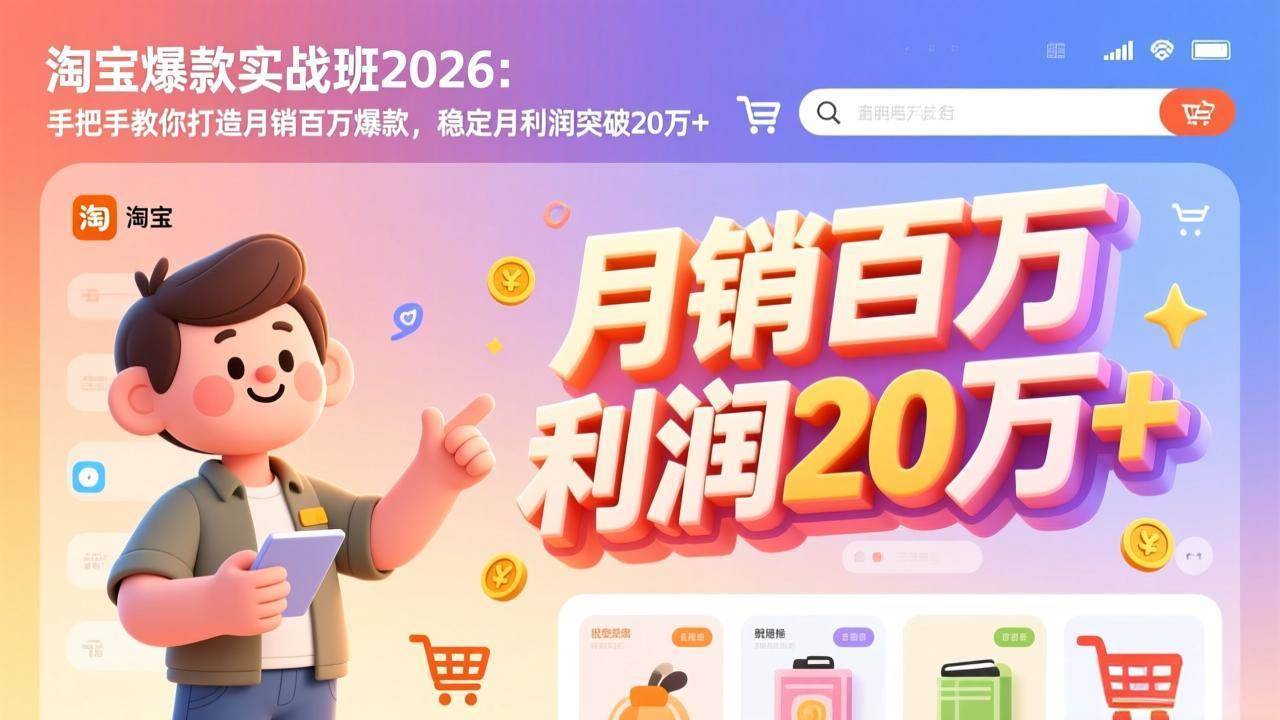 （17401期）淘宝爆款实战班-2026年2月更新：手把手教你打造月销百万爆款，稳定月利润突破20万+-乐品网