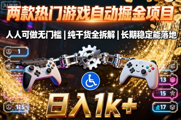 两款热门游戏自动掘金项目，人人可做无门槛，纯干货全拆解，长期稳定能落地，日入1k+【揭秘】-乐品网