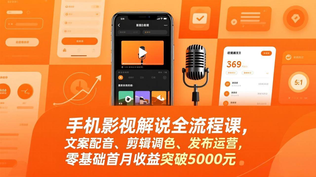 （17391期）手机影视解说全流程课，文案配音、剪辑调色、发布运营，零基础首月收益突破5000元-乐品网