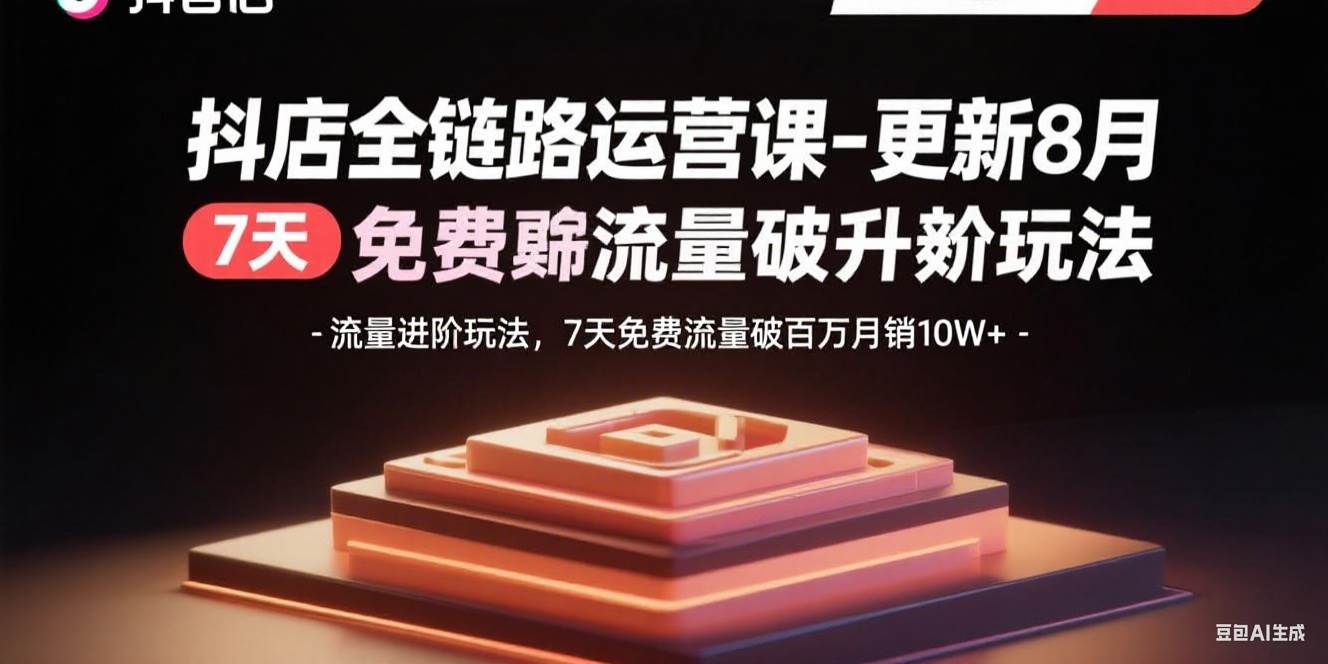 （15918期）抖店全链路运营课-更新8月：流量进阶玩法，7天免费流量破百万月销10W+-乐品网