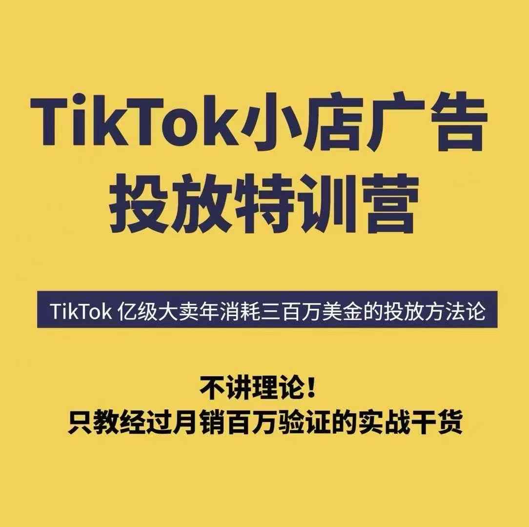 TikTok小店广告投放特训营，6天破局计划专治各种“投不动”，教你经过月销百万验证的实战干货-乐品网