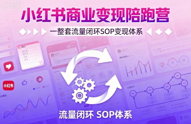 小红书商业变现陪跑营，轻IP矩阵 私域获客 聚光投流，一整套流量闭环SOP变现体系-乐品网