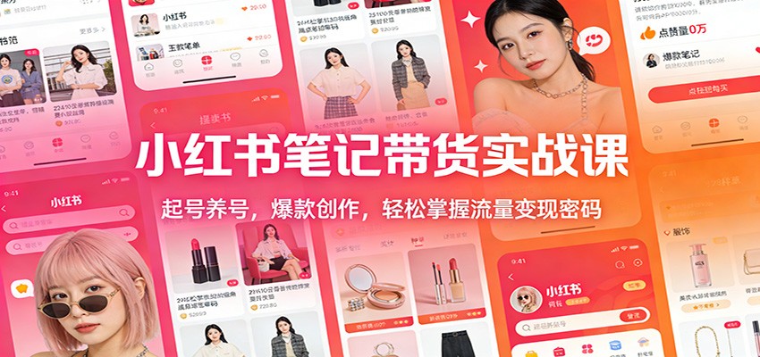 小红书笔记带货实战课：起号养号，爆款创作，轻松掌握流量变现密码-乐品网