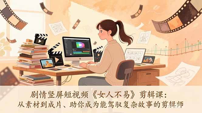 （17305期）剧情竖屏短视频《女人不易》剪辑课：从素材到成片、助你成为能驾驭复杂故事的剪辑师-乐品网