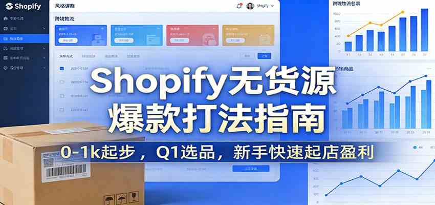 Shopify无货源爆款掘金课：0-1k起步 ，Q1选品，新手快速起店盈利-乐品网