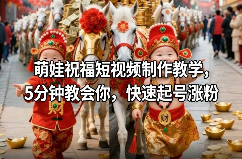 萌娃祝福短视频制作教学，5分钟教会你，快速起号涨粉-乐品网