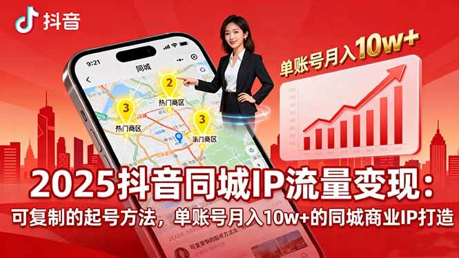 （16000期）2025同城IP流量变现：可复制的起号方法，单账号月入10w+的同城商业IP打造-乐品网