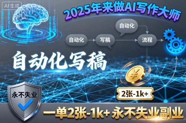 2025年来做AI写作大师，自动化写稿，一单2张-1k+，永不失业副业-乐品网