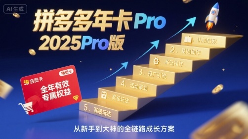 拼多多年卡2025Pro版，五大板块从认知到基础、从推广到活动、从活动到玩法-乐品网