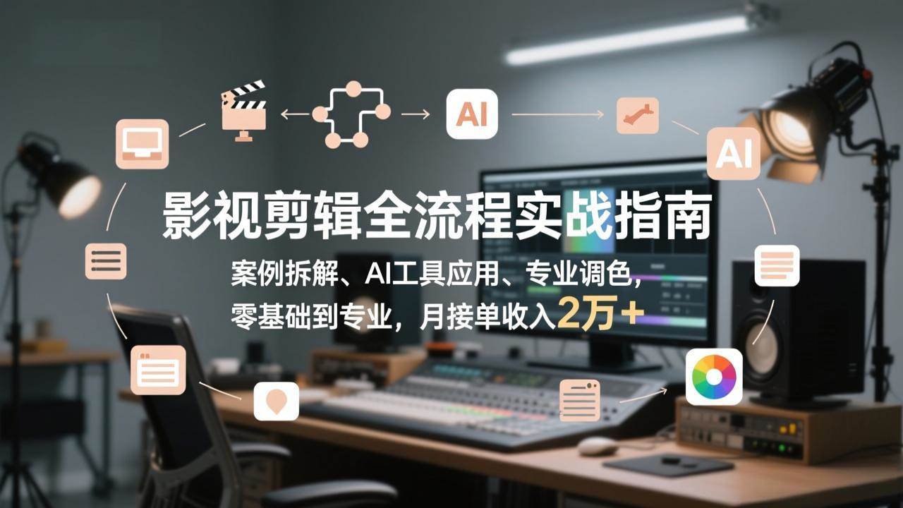 （17338期）影视剪辑全流程实战指南，案例拆解、AI工具应用、专业调色，零基础到专业，月接单收入2万+-乐品网