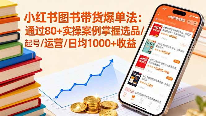 （16015期）小红书图书带货爆单法：通过80+实操案例掌握选品/起号/运营/日均1000+收益-乐品网