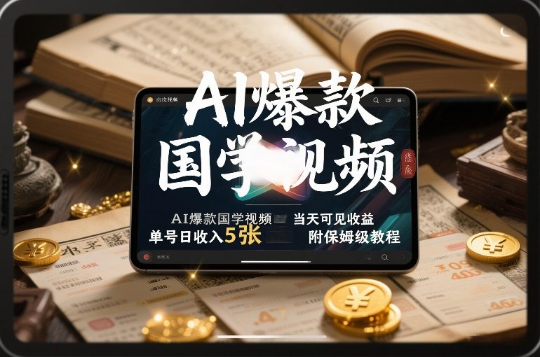 AI爆款国学视频，独家起号方法，小白直接上手，当天可见收益，单号日收入5张+附保姆级教程-乐品网
