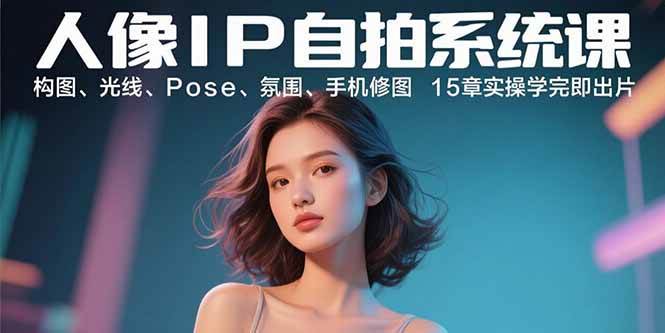 （15920期）人像IP自拍系统课：构图、光线、Pose、氛围、手机修图 15章实操学完即出片-乐品网