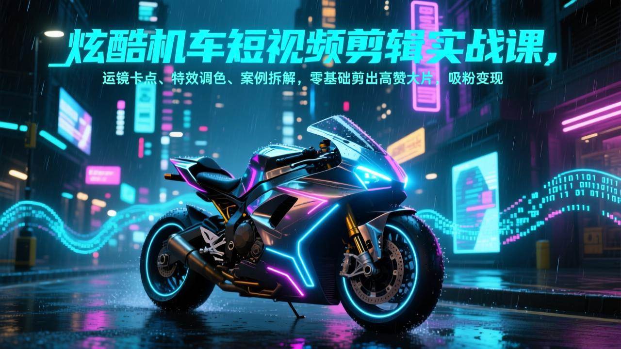 （17304期）炫酷机车短视频剪辑实战课，运镜卡点、特效调色、案例拆解，零基础剪出高赞大片，吸粉变现-乐品网