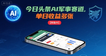 今日头条AI军事赛道，单日收益多张 ，手机可做【附指令】-乐品网