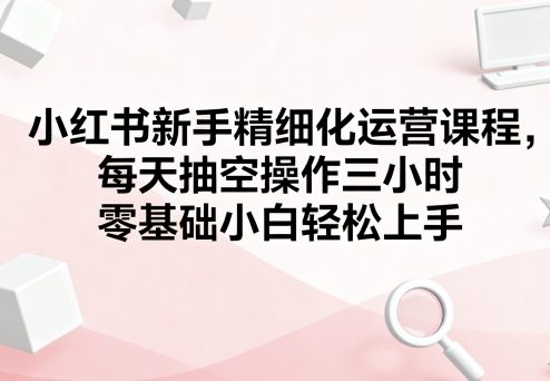 小红书新手精细化运营课程，每天抽空操作三小时，零基础小白轻松上手-乐品网