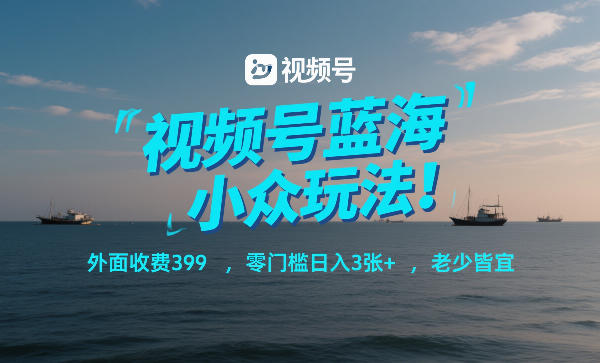视频号蓝海小众玩法！外面收费399，零门槛日入3张+，老少皆宜-乐品网