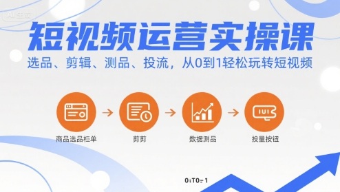 短视频运营实操课，选品、剪辑、测品、投流，从0到1轻松玩转短视频-乐品网