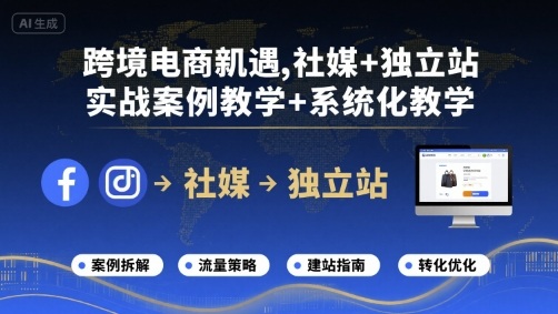 跨境电商新机遇，社媒+独立站，实战案例教学+系统化教学-乐品网