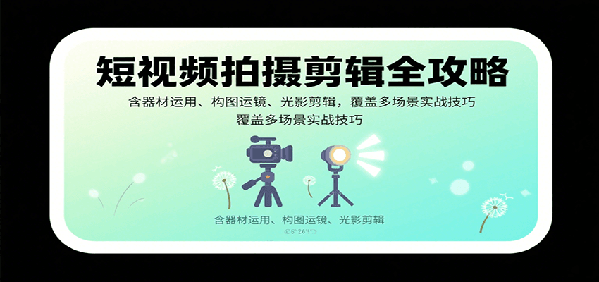 短视频拍摄剪辑全攻略：含器材运用、构图运镜、光影剪辑，覆盖多场景实战技巧-乐品网