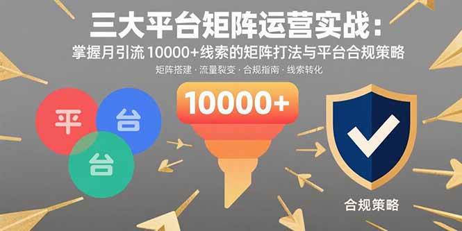（15841期）三大平台矩阵运营实战：掌握月引流10000+线索的矩阵打法与平台合规策略-乐品网