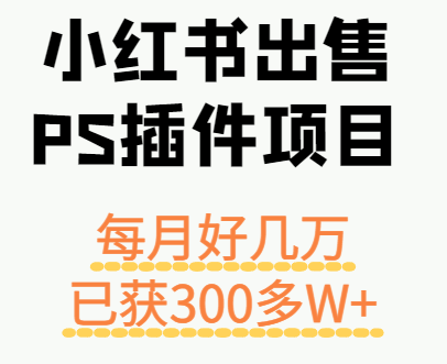 小红书出售PS插件项目，每月都收入好几万，长期操作已获利300多W+-乐品网