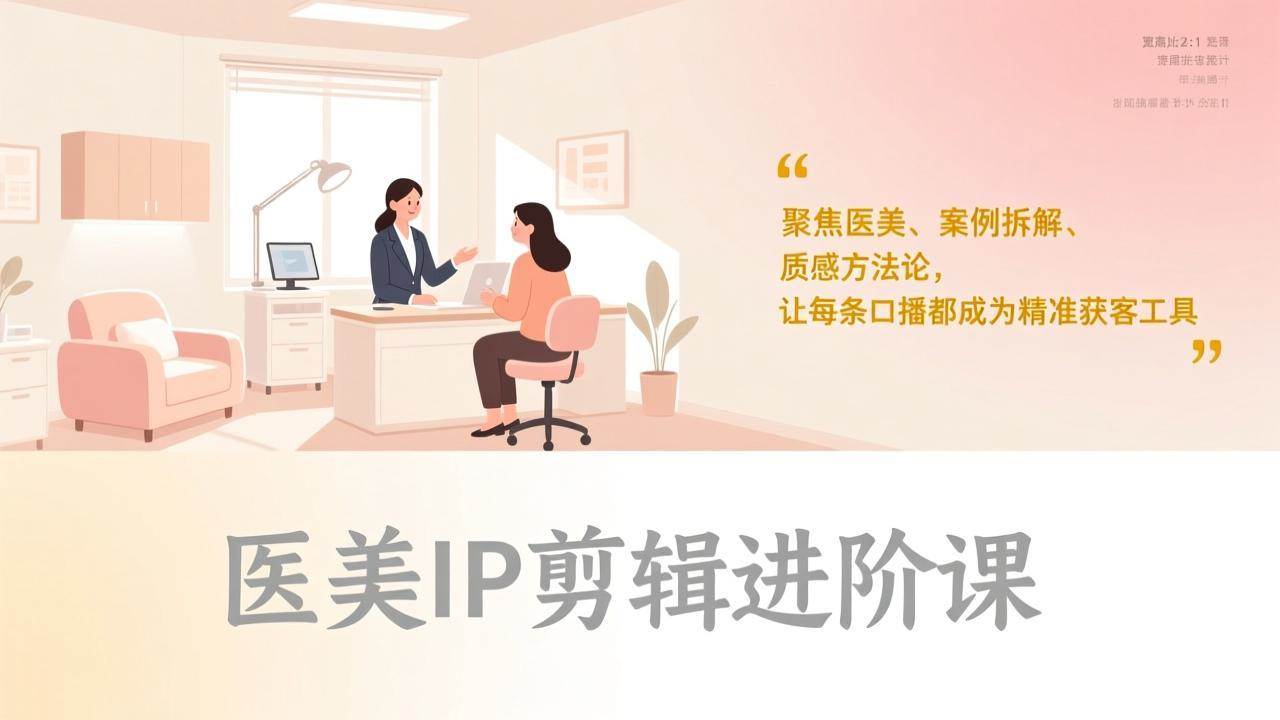 （17303期）医美IP剪辑进阶课，聚焦医美、案例拆解、质感方法论，让每条口播都成为精准获客工具-乐品网