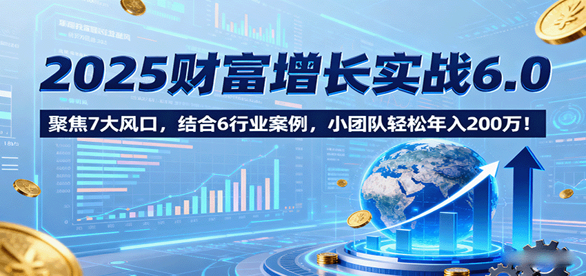 2025财富增长实战6.0，聚焦7大风口，结合6行业案例，小团队轻松年入200万！-乐品网