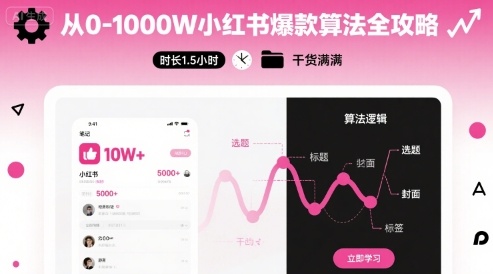 从0-1000W小红书爆款算法全攻略，时长1.5小时，干货满满-乐品网