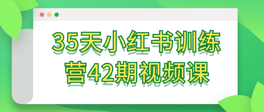 35天小红书训练营42期视频课-乐品网
