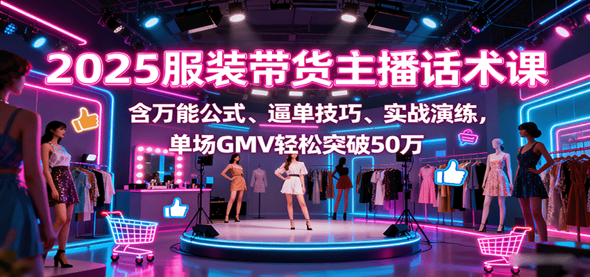 2025服装带货主播话术课，含万能公式、逼单技巧、实战演练，单场GMV轻松突破50万-乐品网