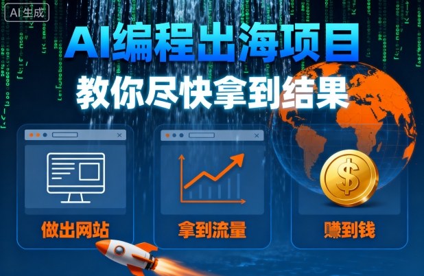 AI编程出海项目，教你尽快拿到结果-做出网站、拿到流量、賺到钱-乐品网