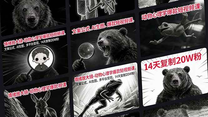 （17376期）情绪放大镜-动物心理学爆款短视频课，文案公式、AI生图、多平台变现，14天复制20W粉-乐品网