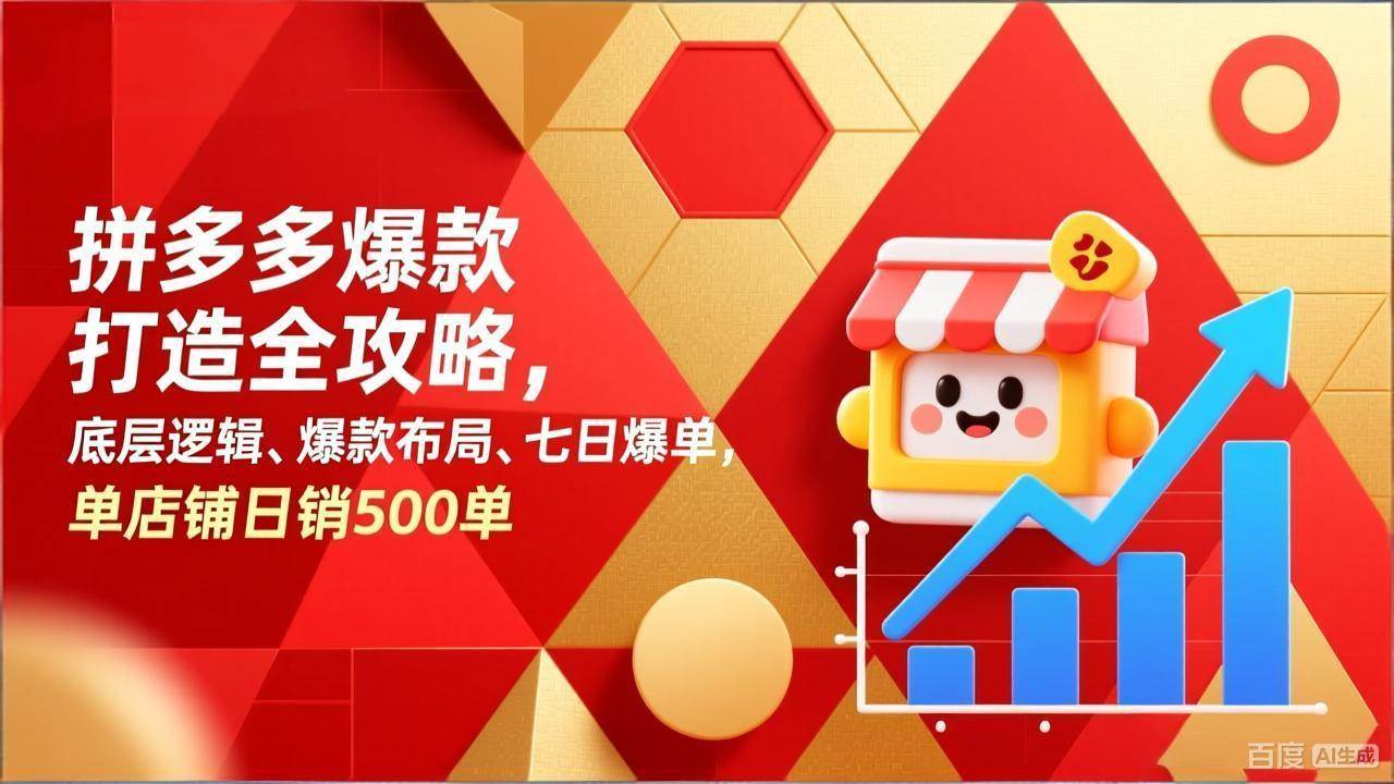 （17346期）拼多多爆款打造全攻略，底层逻辑、爆款布局、七日爆单，单店铺日销500单-乐品网