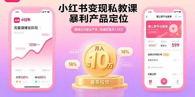 （15859期）小红书变现私教课，暴利产品定位，高转化内容生产术，快速实现月入10万-乐品网