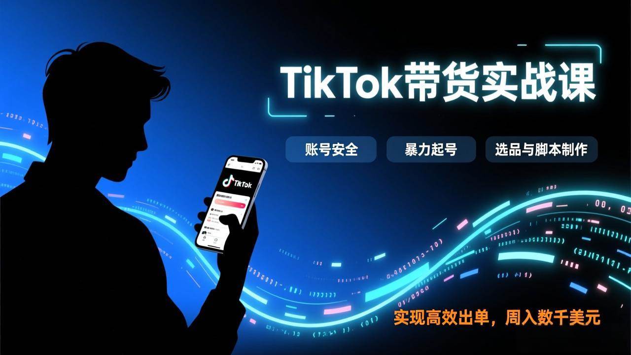 （17278期）TikTok带货实战课，涵盖账号安全、暴力起号、选品与脚本制作，实现高效出单，周入数千美元-乐品网