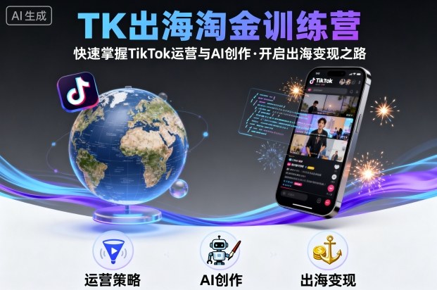 TK出海淘金训练营，助你快速掌握TikTok运营与AI创作，开启出海变现之路-乐品网