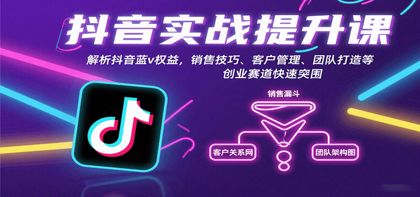 抖音实战提升课：解析抖音蓝v权益，销售技巧、客户管理、团队打造等创业赛道快速突围-乐品网