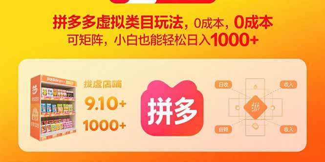 （15943期）拼多多虚拟类目玩法，0成本，可矩阵，小白也能轻松日入1000+-乐品网