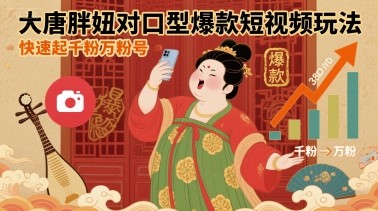 大唐胖妞对口型爆款短视频玩法，快速起千粉万粉号-乐品网