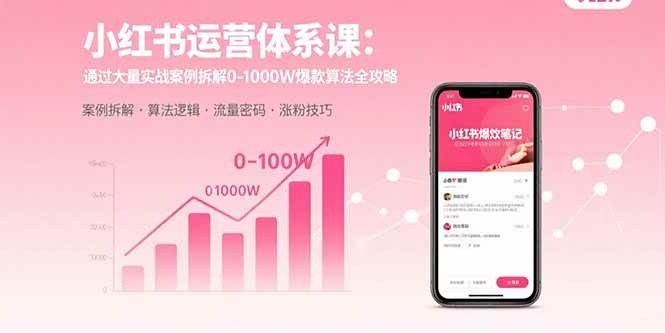 （15792期）小红书运营体系课：通过大量实战案例拆解0-1000W爆款算法全攻略-乐品网